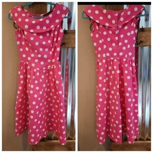 New pink polkadot Dress sz 3/4 50's style Prince David pinup